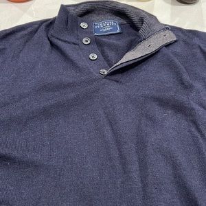 100% extra fine merino wool sweater mock-neck - NAVY